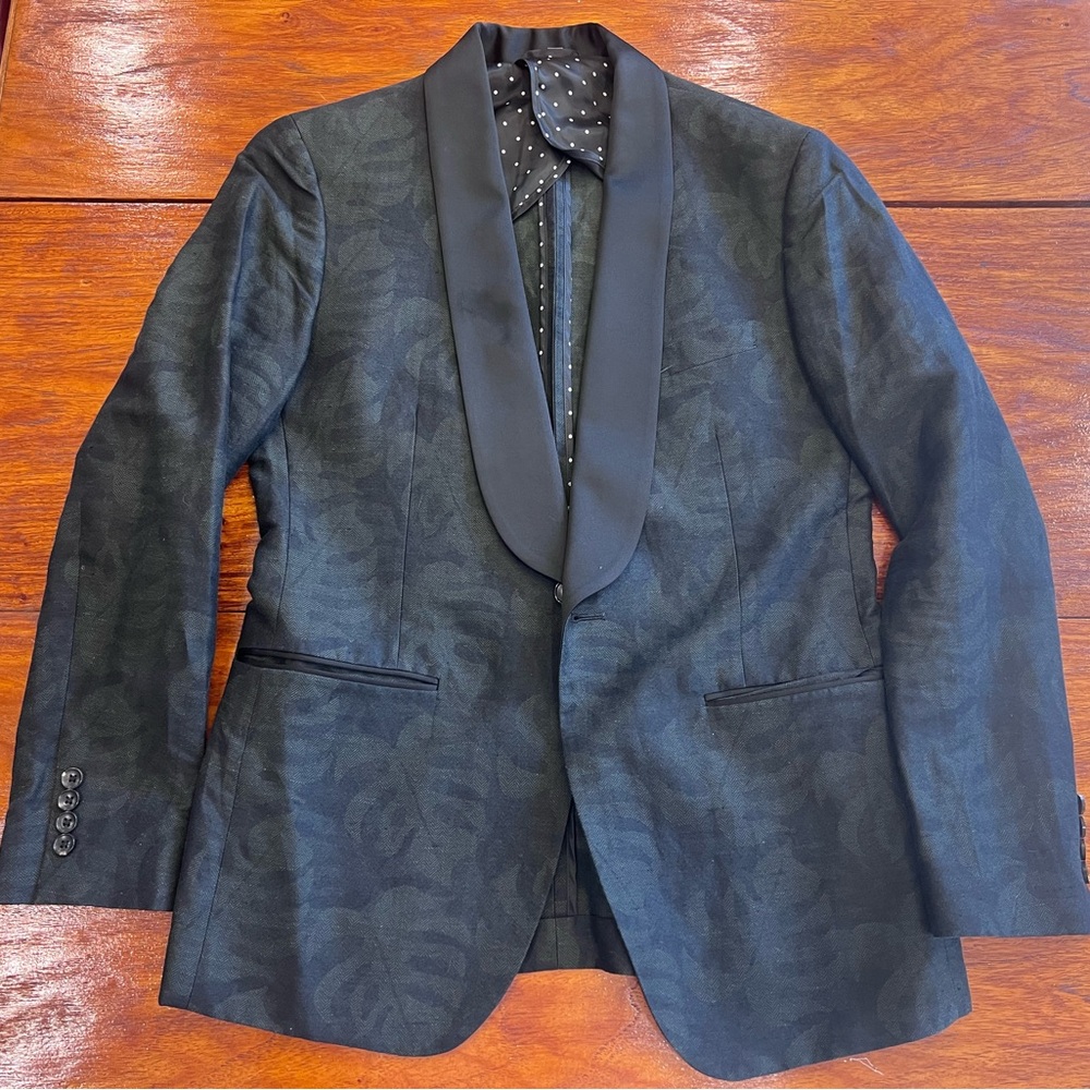 Bonobos Black Tonal Floral Shawl-Collar Tuxedo Blazer